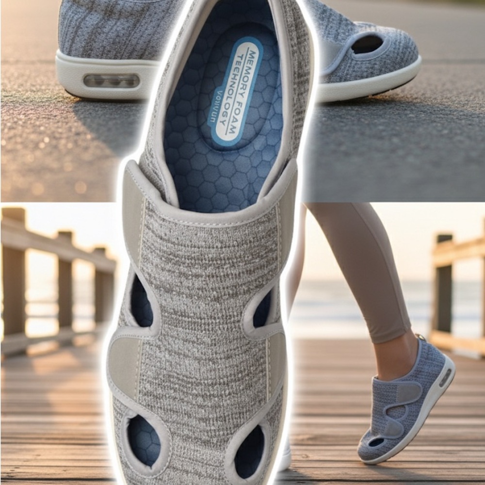 Women's Gray Slip-On Sneakers with Memory Foam